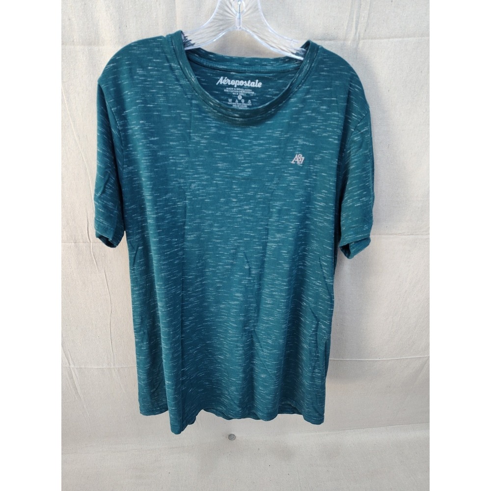 Aeropostale Mens XL Teal Green Space Dye Crewneck T-Shirt Short Sleeve‎ Logo Tee